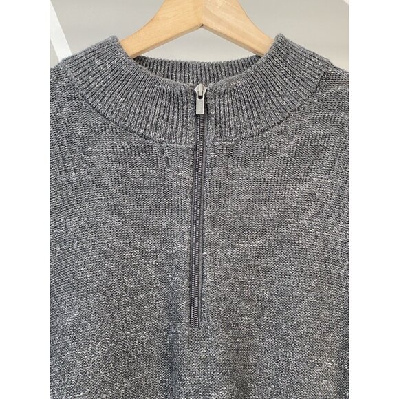 LL Bean Organic Cotton ¼ Zip Sweater Men’s L Reg Pullover Heathered Charcoal - Picture 4 of 16